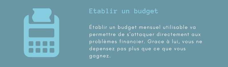Redresser une situation financiere difficile. Établir un budget.